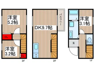 東京都江東区永代1【一戸建】の間取り