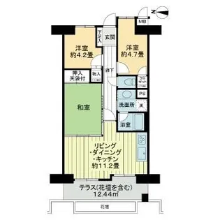 ライオンズマンション山手町【1階】の間取り