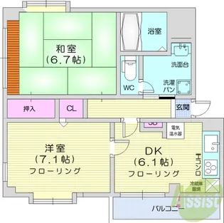 SDハイツ古城B棟【2階】の間取り
