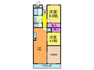 松栄畷ハイツ【1階】の間取り