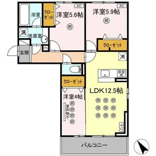 アークパルシモン【3階】の間取り
