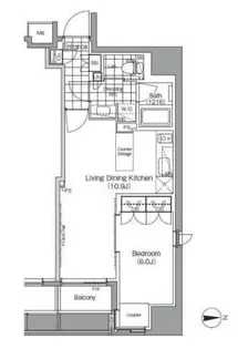 ザ・パークハビオ蔵前【4階】の間取り