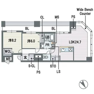 KDXレジデンス大濠ハーバービュータワー【20階】の間取り