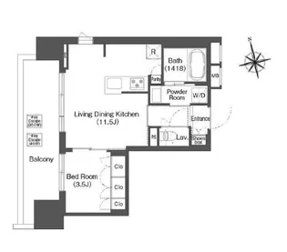 バウスステージ中野【9階】の間取り