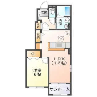 サニーハイツSEINAI K【1階】の間取り