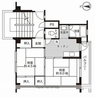 ビレッジハウス神辺第二2号棟【5階】の間取り