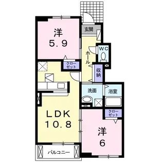 2LDKの間取り画像