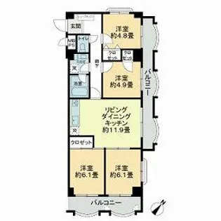 ライオンズマンション新大江【3階】の間取り