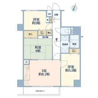 北千住ビューハイツ【2階】の間取り