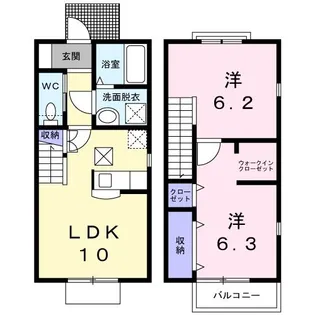 ハイムSweetPea 2号館【1階】の間取り