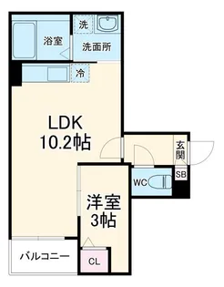 1LDKの間取り画像