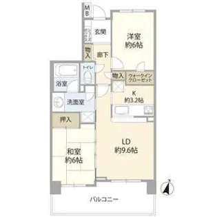 2LDKの間取り画像