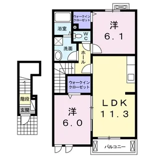 広島県福山市神辺町大字川南【アパート】の間取り