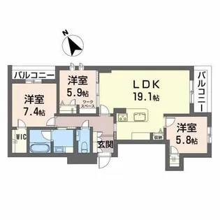 エグゼスト グリジオ【3階】の間取り