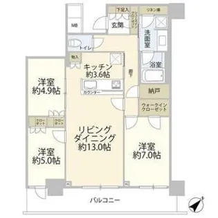 リヴァリエA棟【22階】の間取り