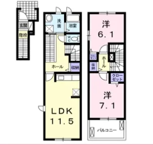 愛知県知立市谷田町南屋下【アパート】の間取り
