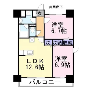 シェーネル・ブラウエン加古川【5階】の間取り