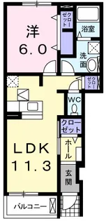 リリーガーデン【1階】の間取り