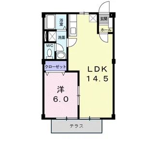 ソレイユ唐崎【1階】の間取り