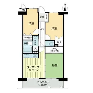 ライオンズマンション山手町【2階】の間取り