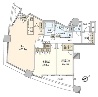 パークハウス プレシアタワー【8階】の間取り
