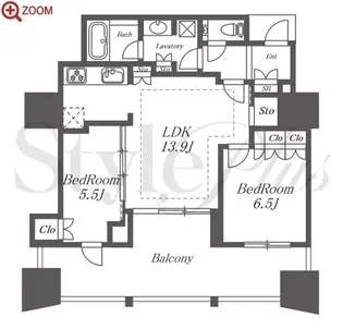 プラウドタワー名駅【8階】の間取り
