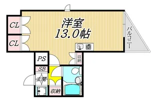 キューブ東塚口【10階】の間取り