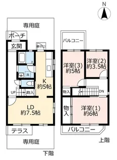URテラス長谷【1階】の間取り