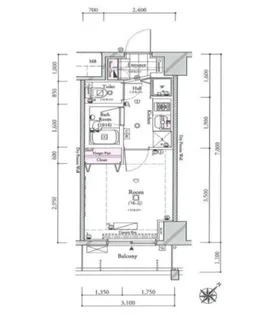 コンシェリア・デュー勝どき【4階】の間取り