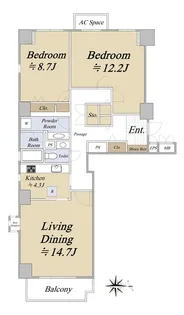 広尾ガーデンヒルズ・ウエストヒル【10階】の間取り