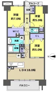 プラウドシティ南山【7階】の間取り