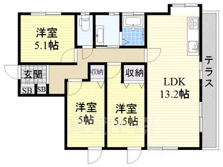エスパシオカーサウエストウッド【1階】の間取り