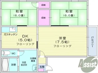 フレグランスJA B棟【1階】の間取り
