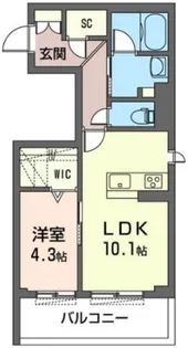ラ・フェルミエ【4階】の間取り