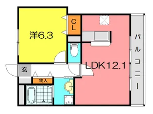 グランディール坂部【1階】の間取り