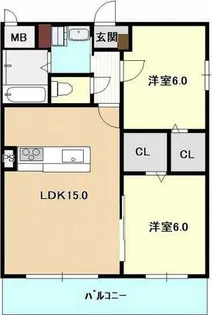 La・Fonte野萩(ラ・フォンテ野萩)【2階】の間取り
