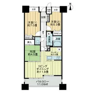 ライオンズ杜せきのしたステーションプラザ【8階】の間取り
