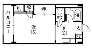 カレッジハイツ明道【2階】の間取り
