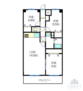 エバーグリーン日吉台【9階】の間取り
