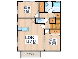 ジョワB【2階】の間取り