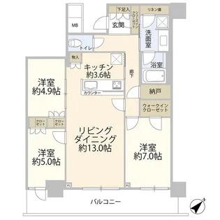 リヴァリエA棟(020822)【22階】の間取り