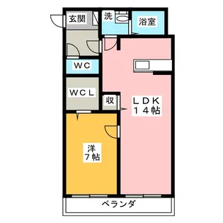 ウッドベルスクエアB棟【2階】の間取り