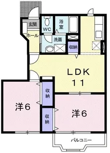 カーサ・グランデA【1階】の間取り