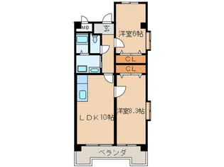 K・Oハイツ2nd【4階】の間取り