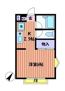 ローズヴィラ国立B棟【2階】の間取り