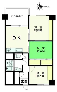 めじろ台コーポラス【3階】の間取り