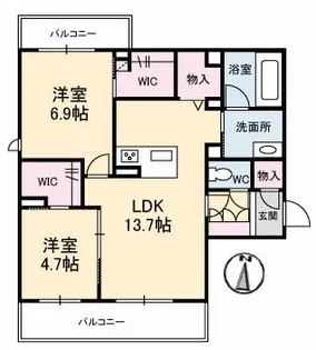 キヨール東原A棟【1階】の間取り