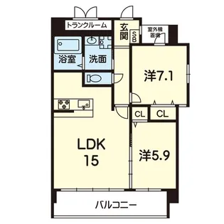ヒルズガーデン上水前寺【3階】の間取り