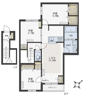 アデレードフラッツ【2階】の間取り
