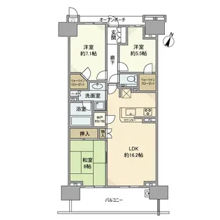 プラウドシティ稲毛海岸レジデンスII【9階】の間取り